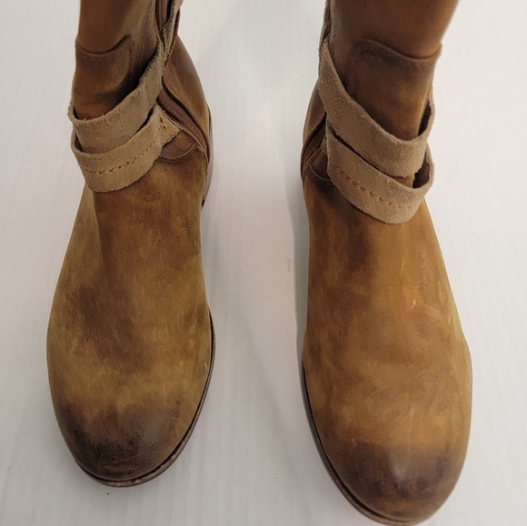 Ugg Darcie Ridding Boots 9.5 Leather Brown Distressed Tall Side Zip 1004172 - Picture 6 of 13